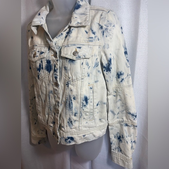 FREE People Rumors Denim Jacket in Jones Tie Dye Blue Size Small EEUC - Picture 8 of 15